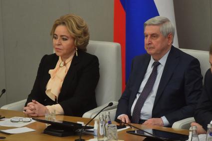 Москва. Председатель Совета Федерации РФ Валентина Матвиенко и первый заместитель председателя Государственной Думы РФ Иван Мельников во время выступления председателя правительства РФ Михаила Мишустина с ежегодным отчетом правительства РФ в Государственной Думе РФ.