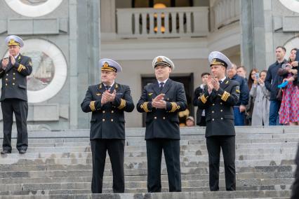 Москва. Торжественная церемония открытия речной навигации на Северном речном вокзале.