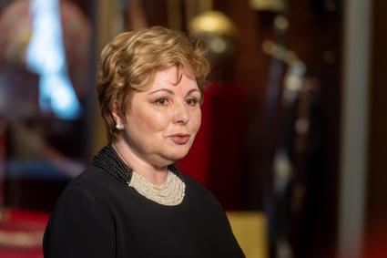 Москва. Гендиректор Музеев Кремля Елена Гагарина во время представления проекта, посвященного тысячелетию со дня основания Суздаля `Русский феникс : Суздальская земля`.