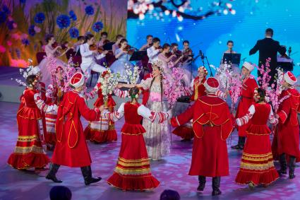 Москва. Гала-концерт фестиваля Союзного государства `Творчество юных` в Зале Полководцев Музея Победы на Поклонной горе.