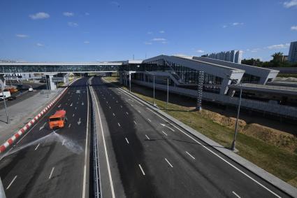 Москва. Открытие южного участка Московского скоростного диаметра у станции МЦД Печатники.