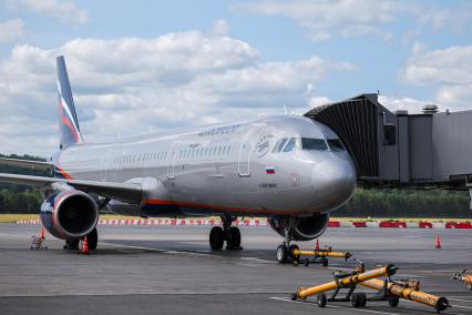 Красноярск. Самолет Boeing 737-800 авиакомпании `Аэрофлот` в международном аэропорту Красноярск имени Дмитрия Хворостовского.