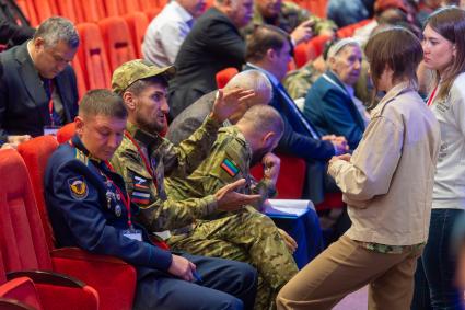 Москва. Участники первого форума ветеранов СВО `Справедливость. Забота. Уважение`  в Музее Победы на Поклонной горе.