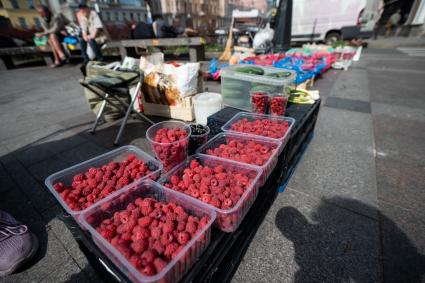 Санкт-Петербург. Продажа ягод на одной из улиц города.