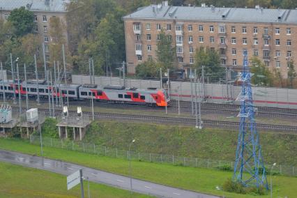 Москва.  Вид на железную дорогу сверху.