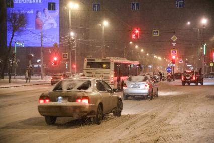 Снежный вечер в Красноярске