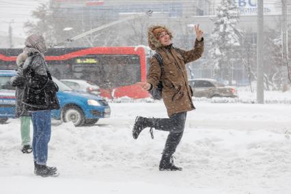 Сильный снегопад в Челябинске