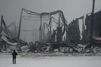 Последствия пожара на складе Wildberries в Шушарах