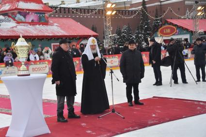 Открытие турнира Кубка патриарха по хоккею с мячом на Красной площади