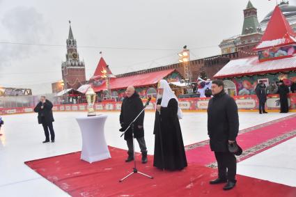 Открытие турнира Кубка патриарха по хоккею с мячом на Красной площади