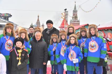 Открытие турнира Кубка патриарха по хоккею с мячом на Красной площади