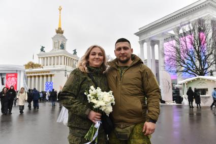 Торжественная свадебная церемония участников СВО к годовщине начала специальной военной операции