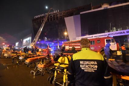 Тушение пожара в Крокус Сити Холле\" в Красногорске