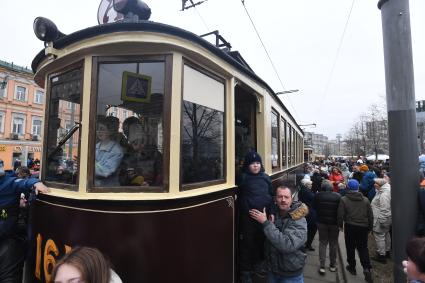 Парад ретротрамваев в Москве
