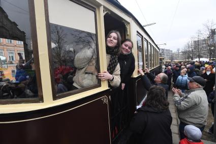 Парад ретротрамваев в Москве