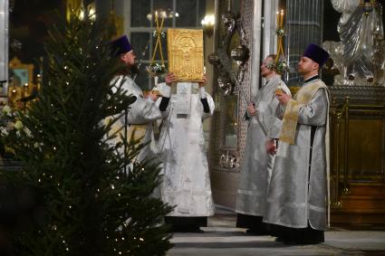 Рождественская служба в Казанском соборе Санкт-Петербурга