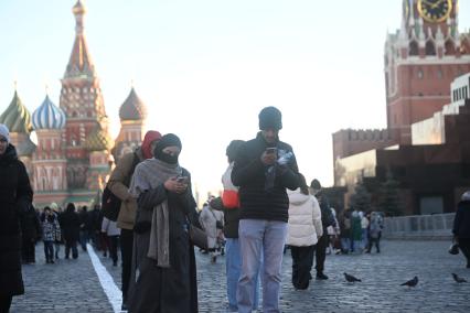 Туристы в Москве