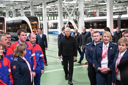Сергей Собянин на открытии трамвайного депо имени П. Л. Апакова после реконструкции