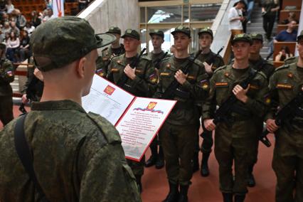 Церемония приведения к военной присяге военнослужащих спортивных рот ЦСКА