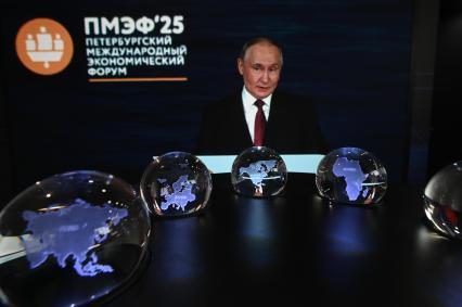 Участники ПМЭФ смотрят пленарное заседание на ПМЭФ 2025