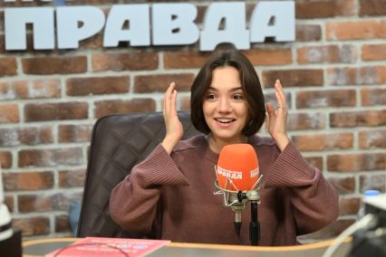 Евгения Медведева на радиостанции Комсомольская правда