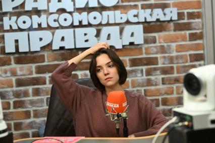 Евгения Медведева на радиостанции Комсомольская правда