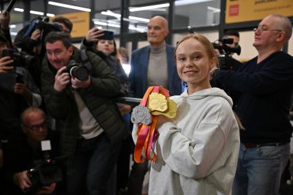 Встреча российских гимнастов, завоевавших призовые места на чемпионате мира
