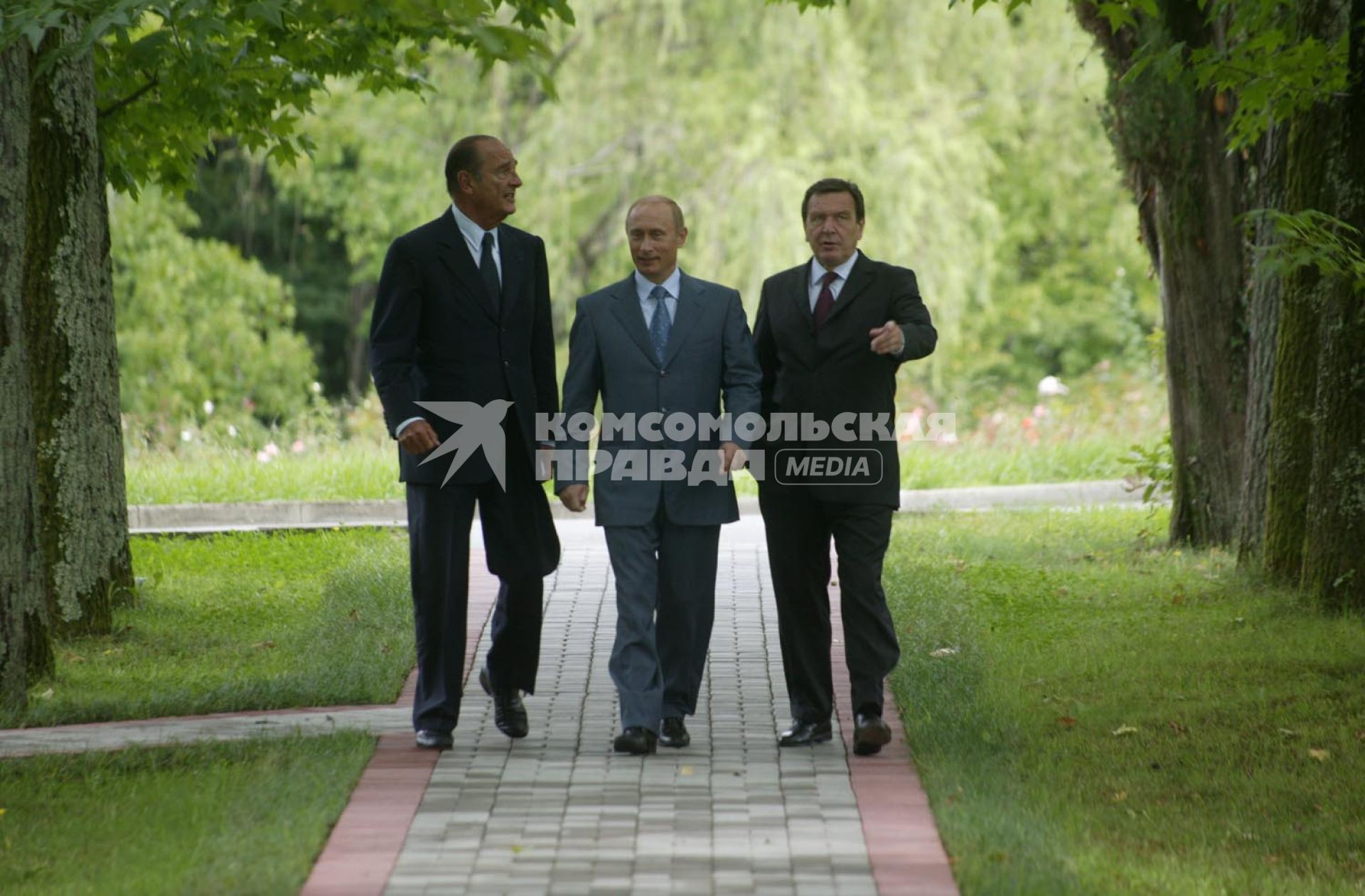 Путин, Шредер и Ширак