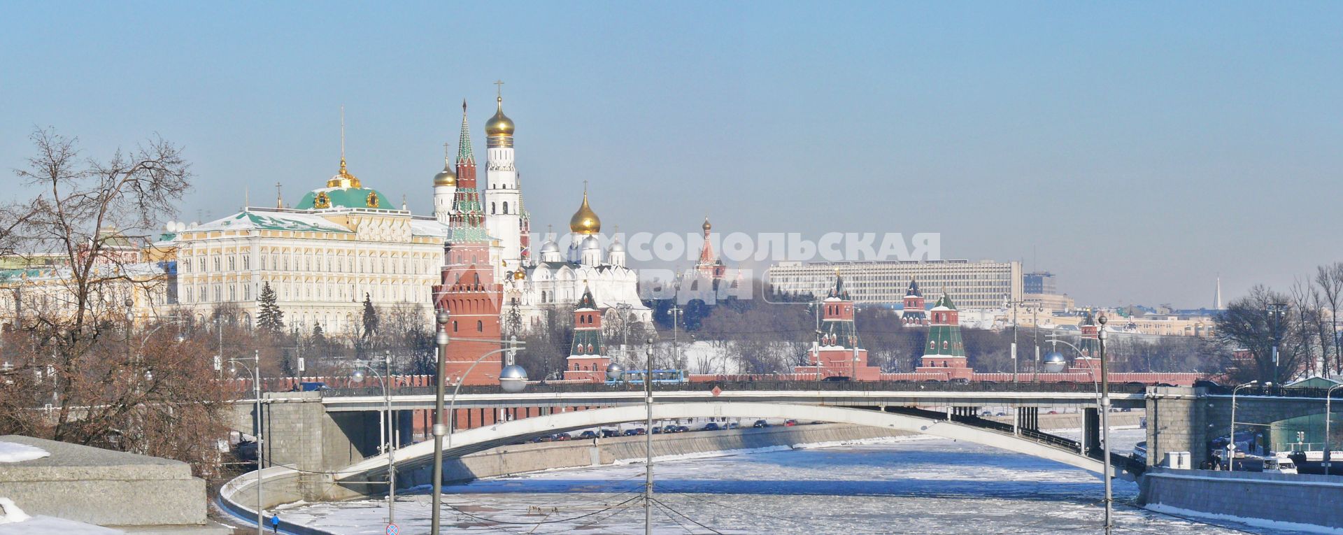 Панорама Москвы. Река Москва, Кремль, Большой Каменный мост