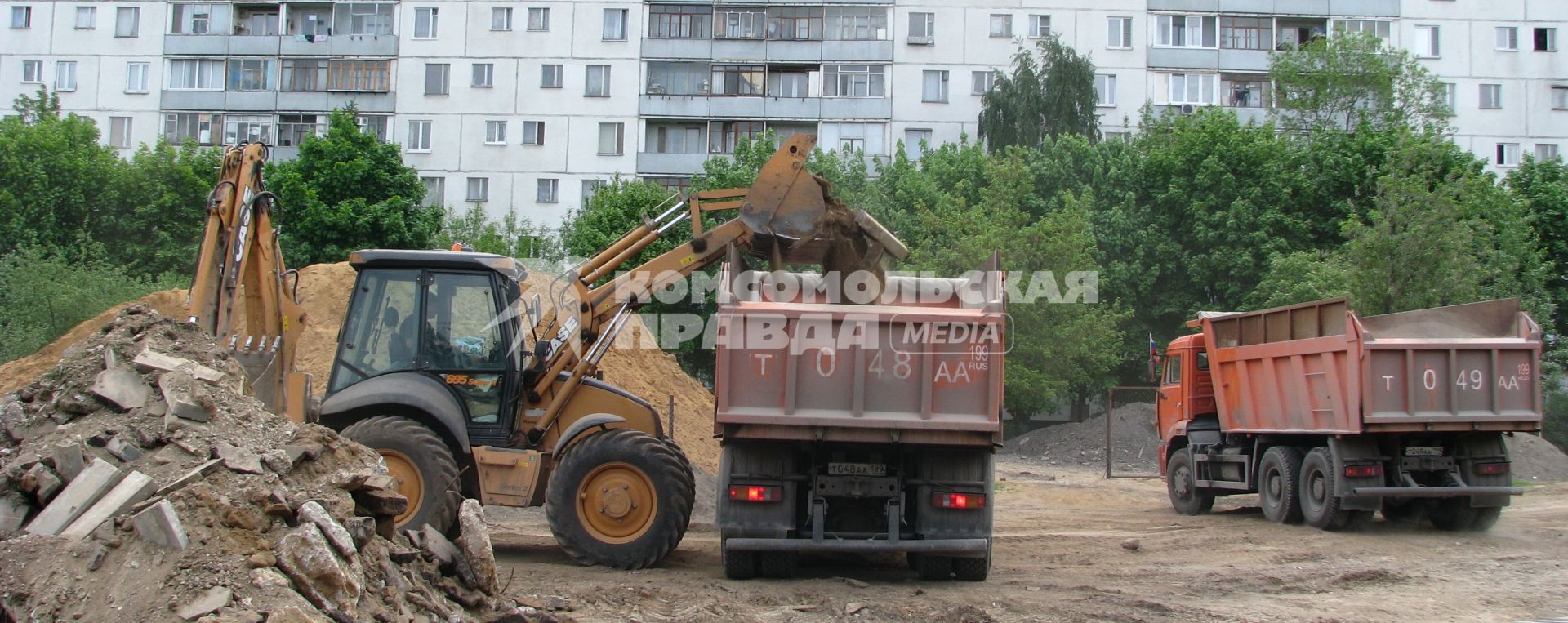 камаз трактор песок стройка раскопки погрузка работа техника