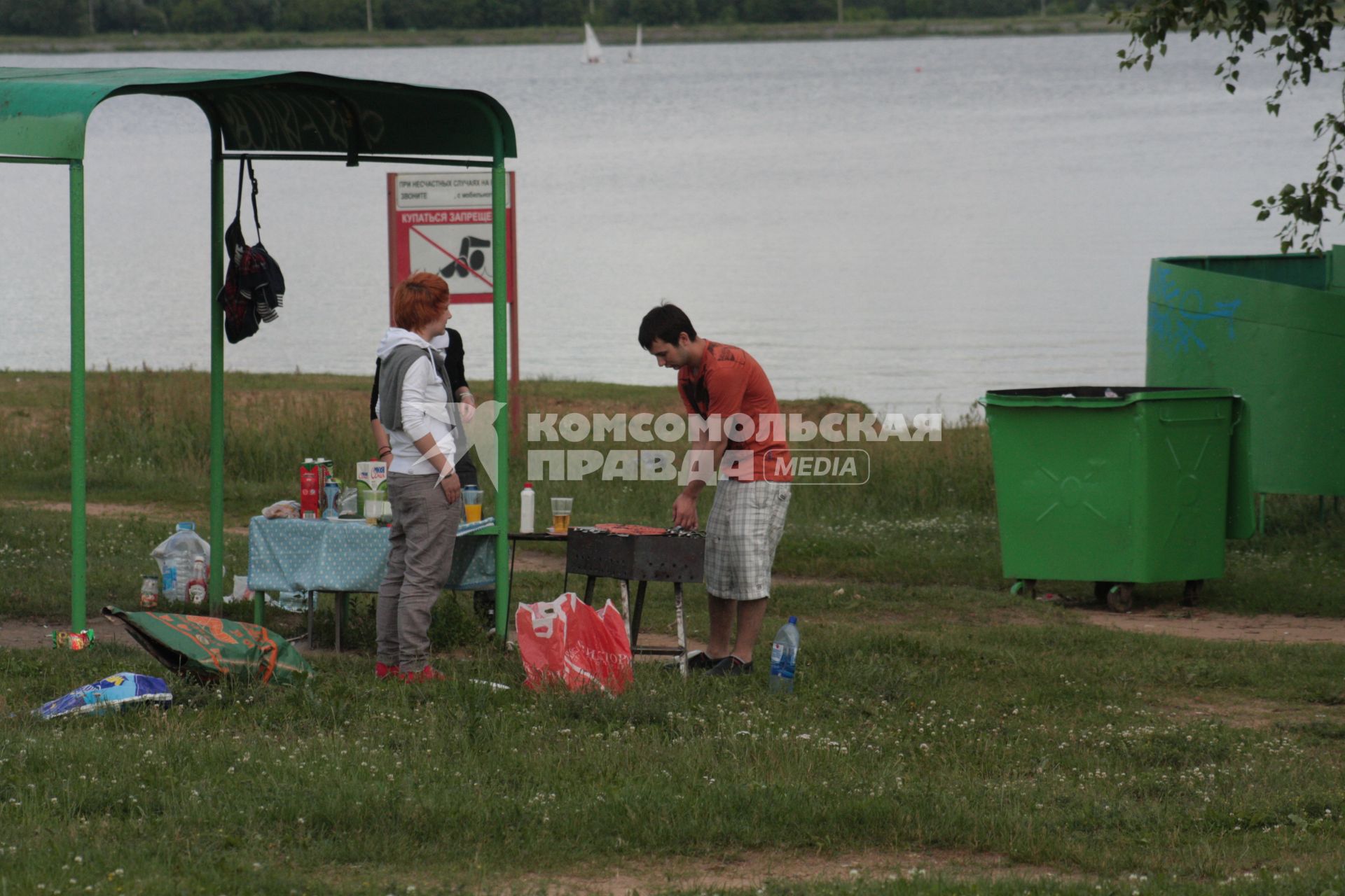 Москвичи в городских зонах отдыха, 12 июня 2010 года. Досуг. Выходной день. Шашлыки. Мангал.