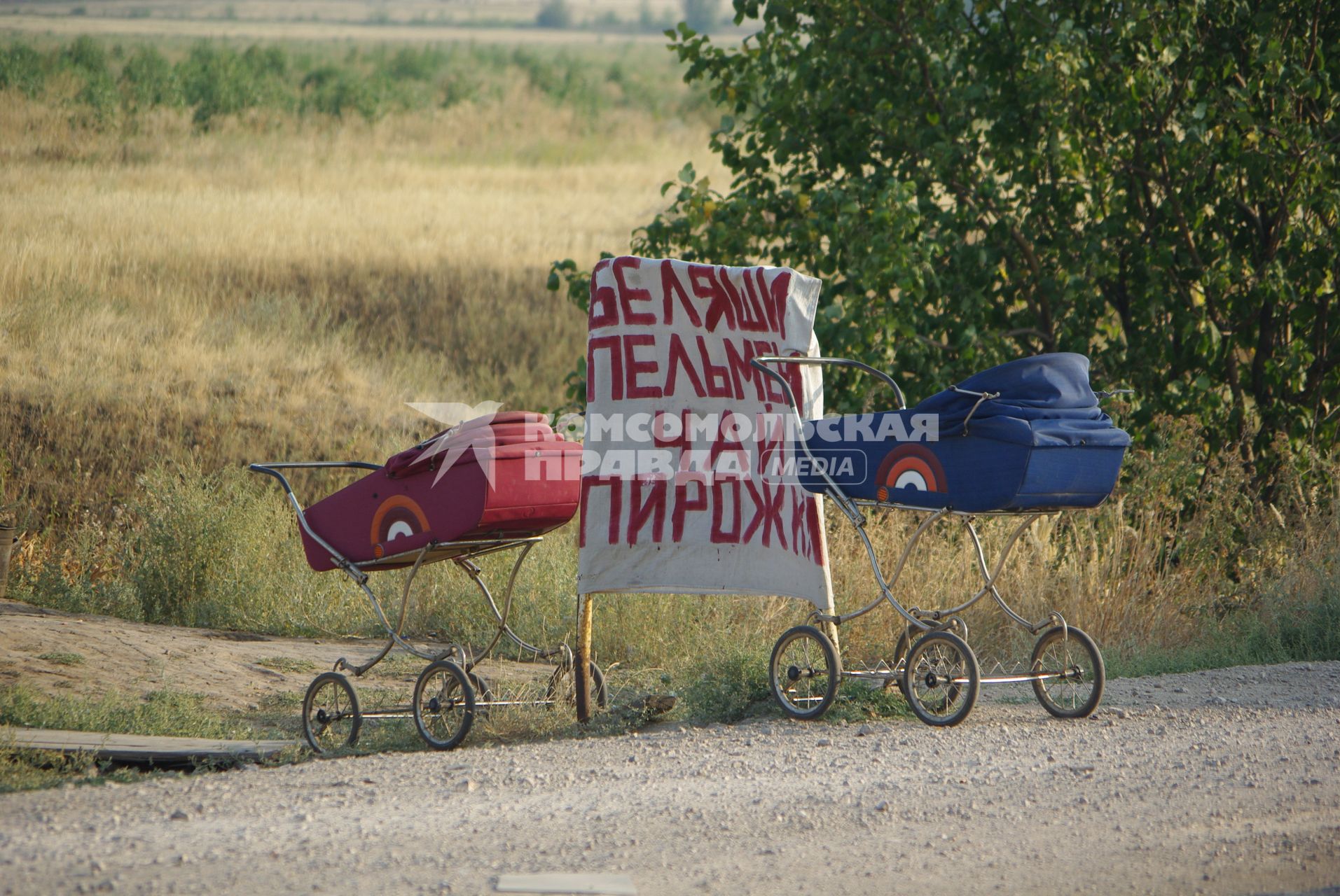 На трассе в детских колясках продают беляши и пирожки, 16 августа 2010 года. Трасса. Дорога. Отравление. Пищевое отравление. Еда. Несанкционированная торговля. Кишечные расстройства. Питание. Беляши. пирожки. Детская коляска.