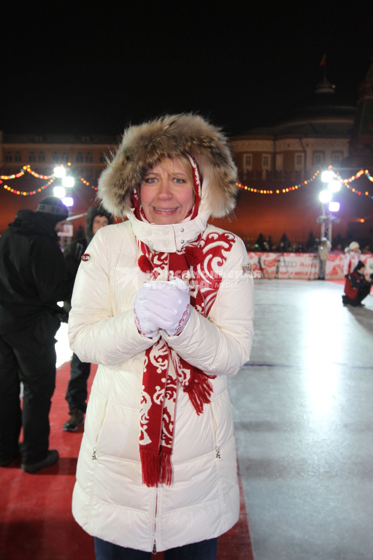5 декабря 2010 года. Открытие ГУМ-Катка на Красной площади. На снимке: телеведущая Татьяна Лазарева.