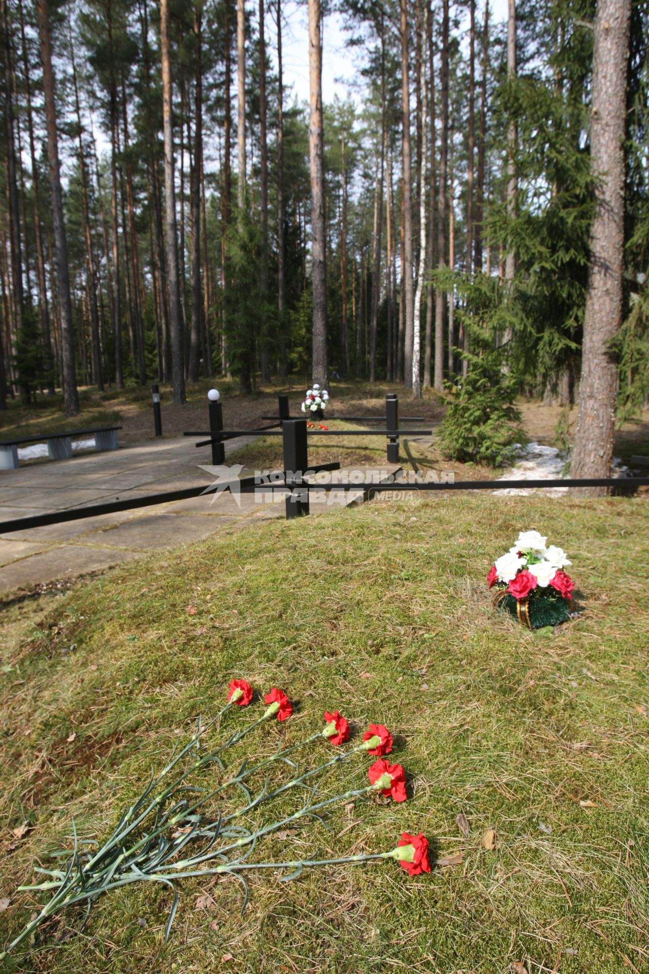 Траурные мероприятия посвященные 70 летней годовщине расстрела польских офицеров в мемориальном комплексе КАТЫНЬ под Смоленском. На снимке: Часть мемориального комплекса . 7 апреля 2010 года.