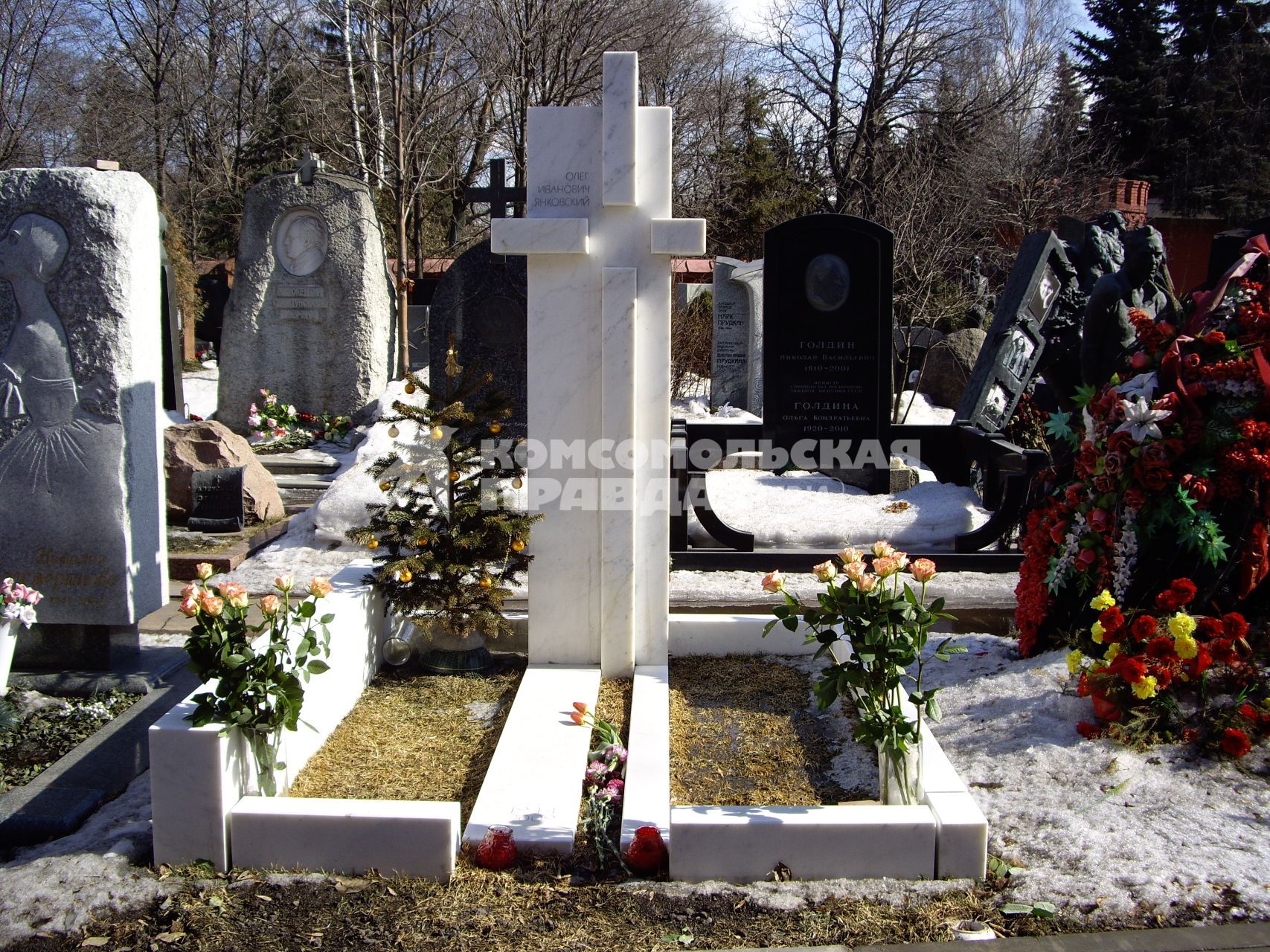 30 марта 2011 года. Россия,  Москва. Новодевичье кладбище могила великого актера Олега Янковского.