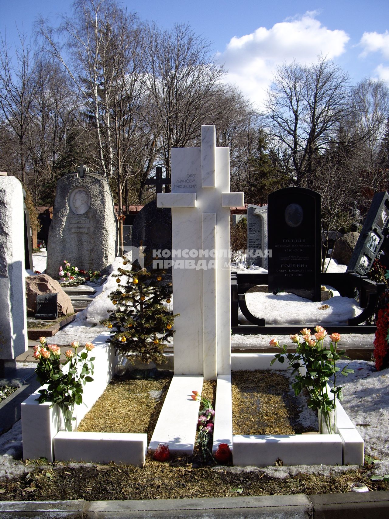 30 марта 2011 года. Россия,  Москва. Новодевичье кладбище могила великого актера Олега Янковского.