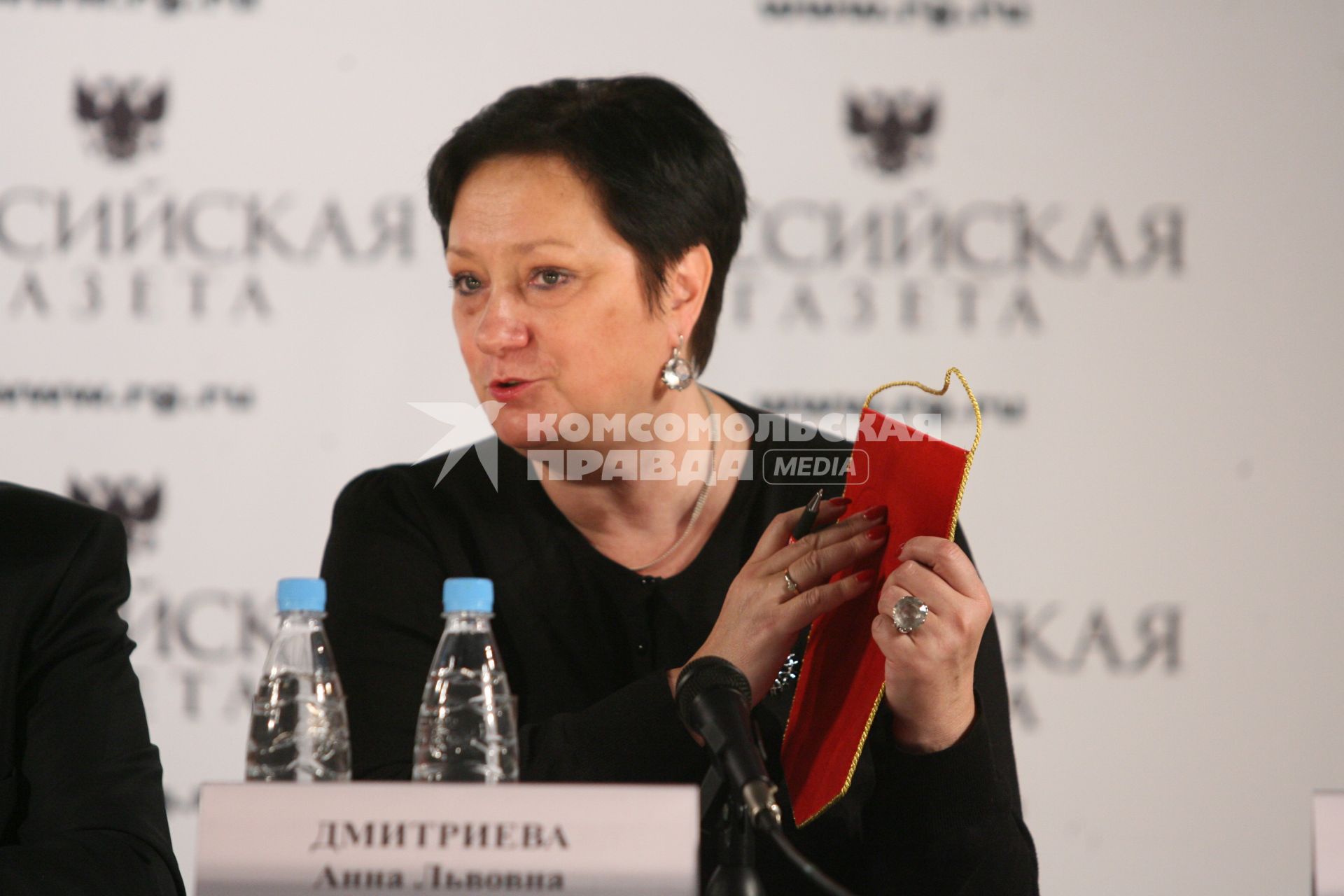 Пресс- конференция к началу четвертой российской молодежной экспедиции На лыжах- к Северному полюсу!, Москва, 12 апреля 2011 года. На фото: Дмитриева Анна Львовна, начальник отдела массовой физической культуры Минспорттуризма России, заслуженный работник физической культуры Российской Федерации;