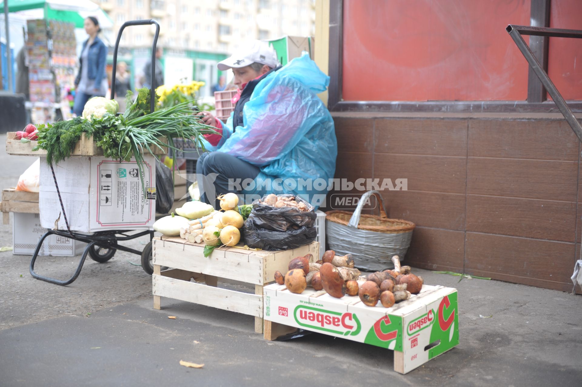 Пенсионеры продают грибы у метро, Москва, 16 сентября 2011 года