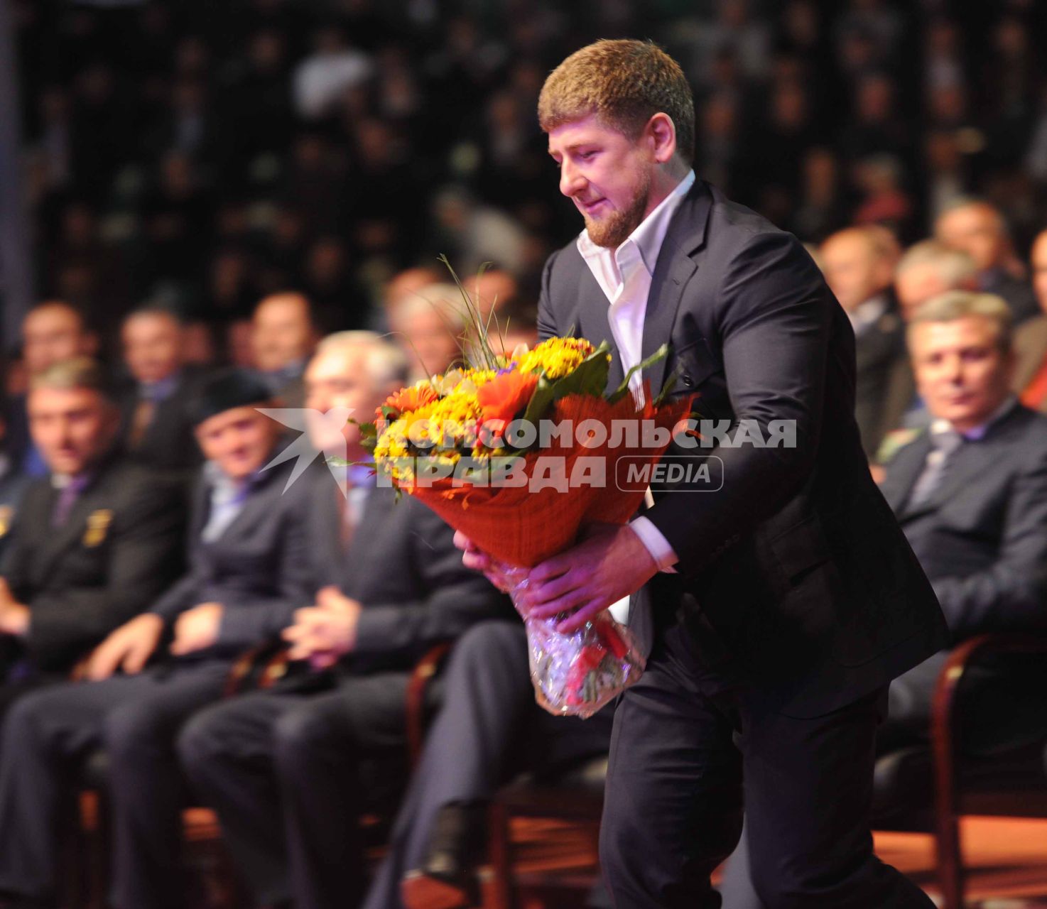 Глава Чечни Рамзан Кадыров на церемонии открытия высотного комплекса ГРОЗНЫЙ-СИТИ. 5 октября 2011 года.