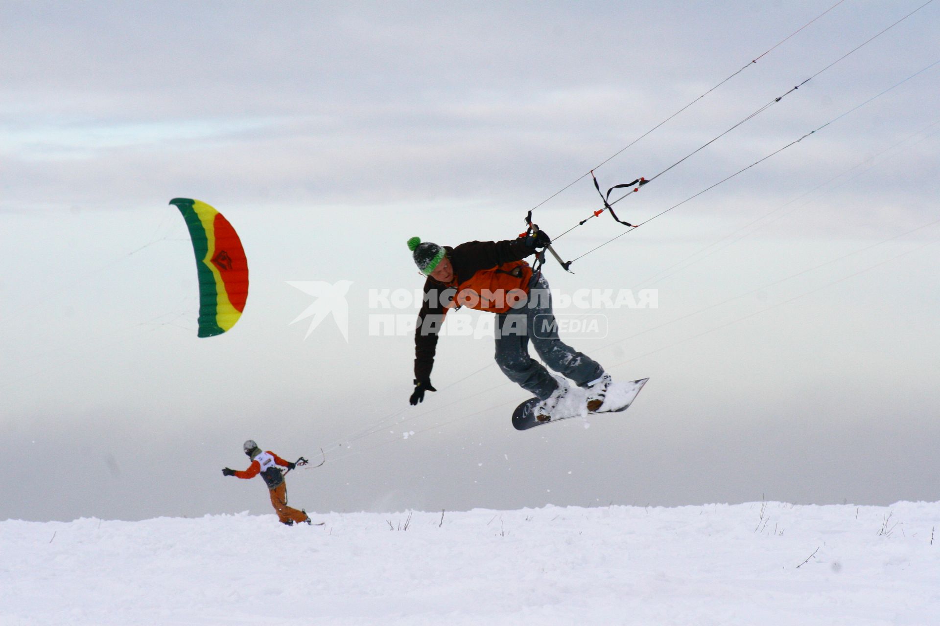 Занятия кайтингом в Нижнем Новгороде. 26 января 2008 года.