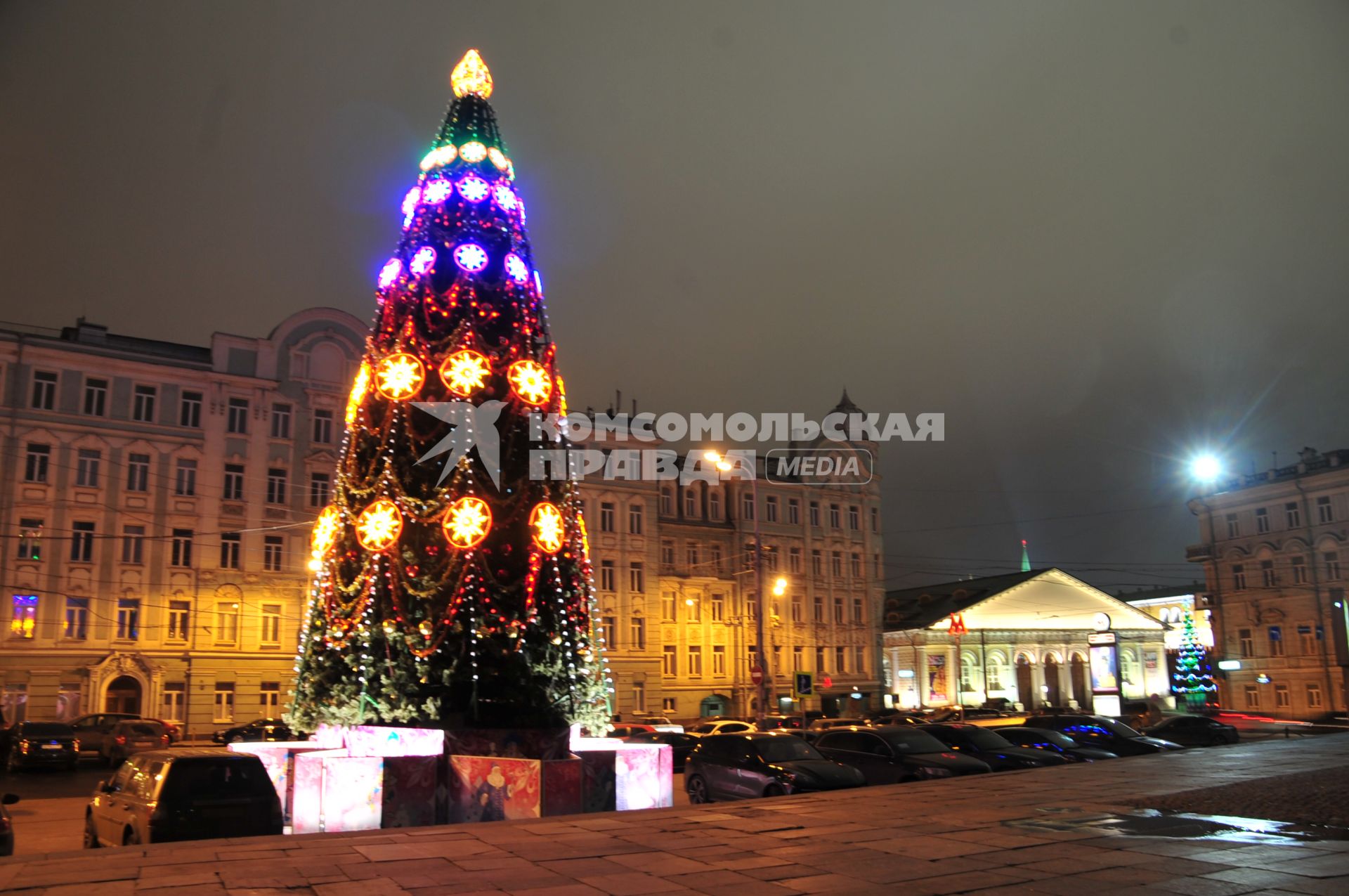 Ель возле библиотеки им.Ленина. 19 декабря 2011 года.