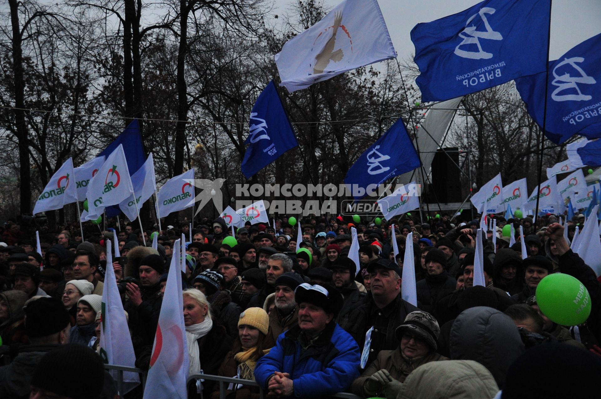 Митинг партии ЯБЛОКО против фальсификации выборов на Болотной площади. 17 декабря 2011 года.