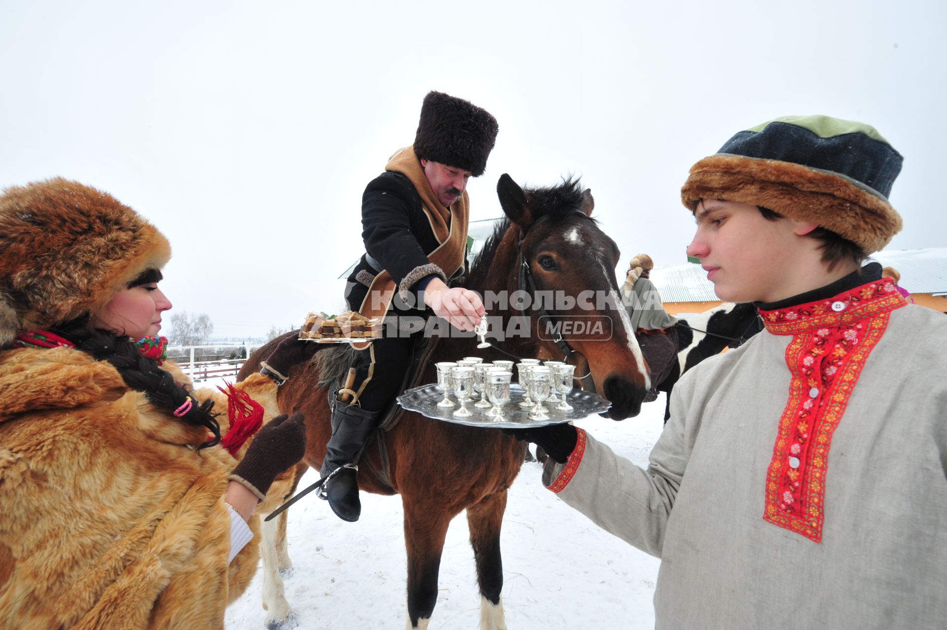 Реконструкция большой псовой охоты в Подмосковье. Можайск. 21 января 2012 года.