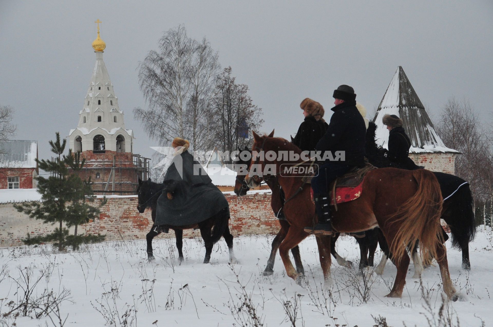 Реконструкция большой псовой охоты в Подмосковье. Можайск. 21 января 2012 года.