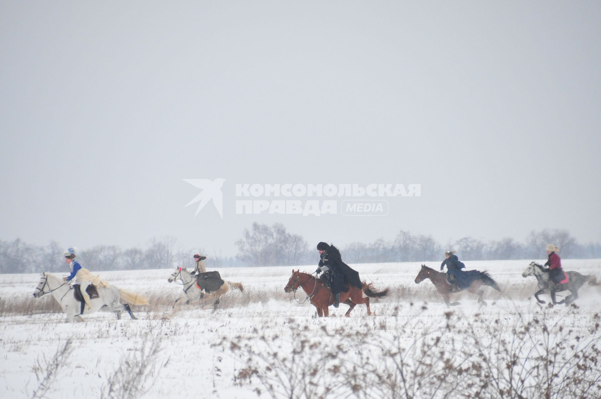 Реконструкция большой псовой охоты в Подмосковье. Можайск. 21 января 2012 года.