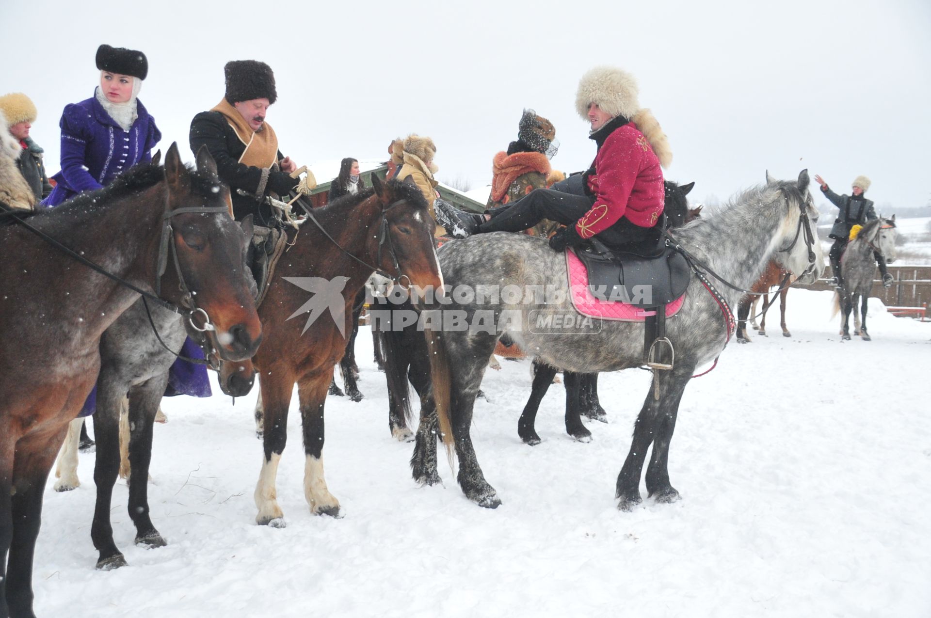 Реконструкция большой псовой охоты в Подмосковье. Можайск. 21 января 2012 года.