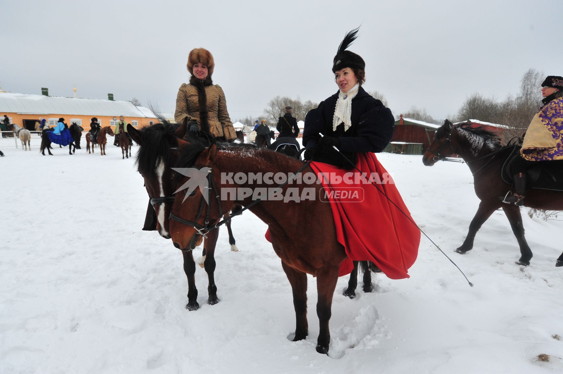 Реконструкция большой псовой охоты в Подмосковье. Можайск. 21 января 2012 года.