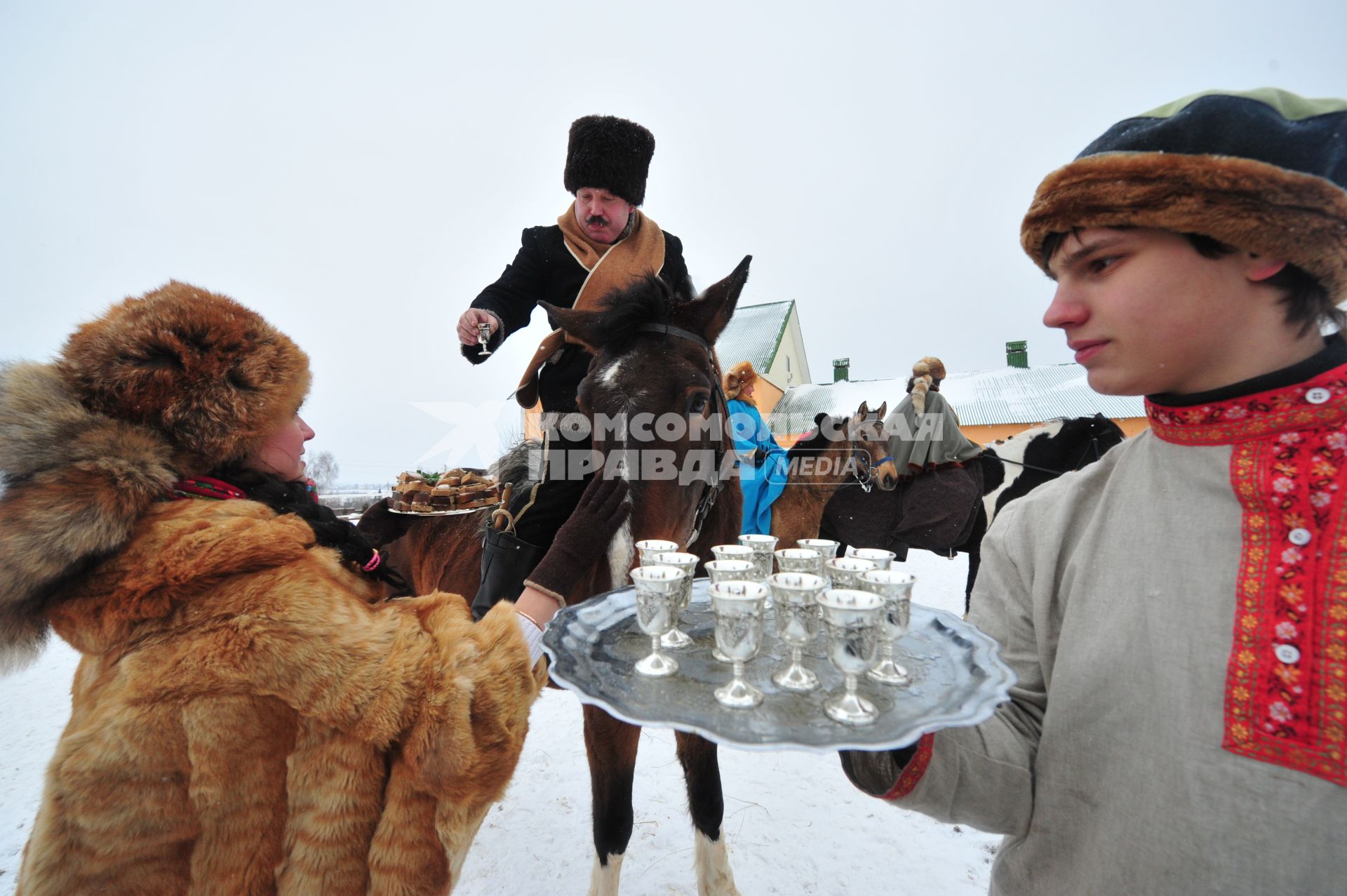 Реконструкция большой псовой охоты в Подмосковье. Можайск. 21 января 2012 года.