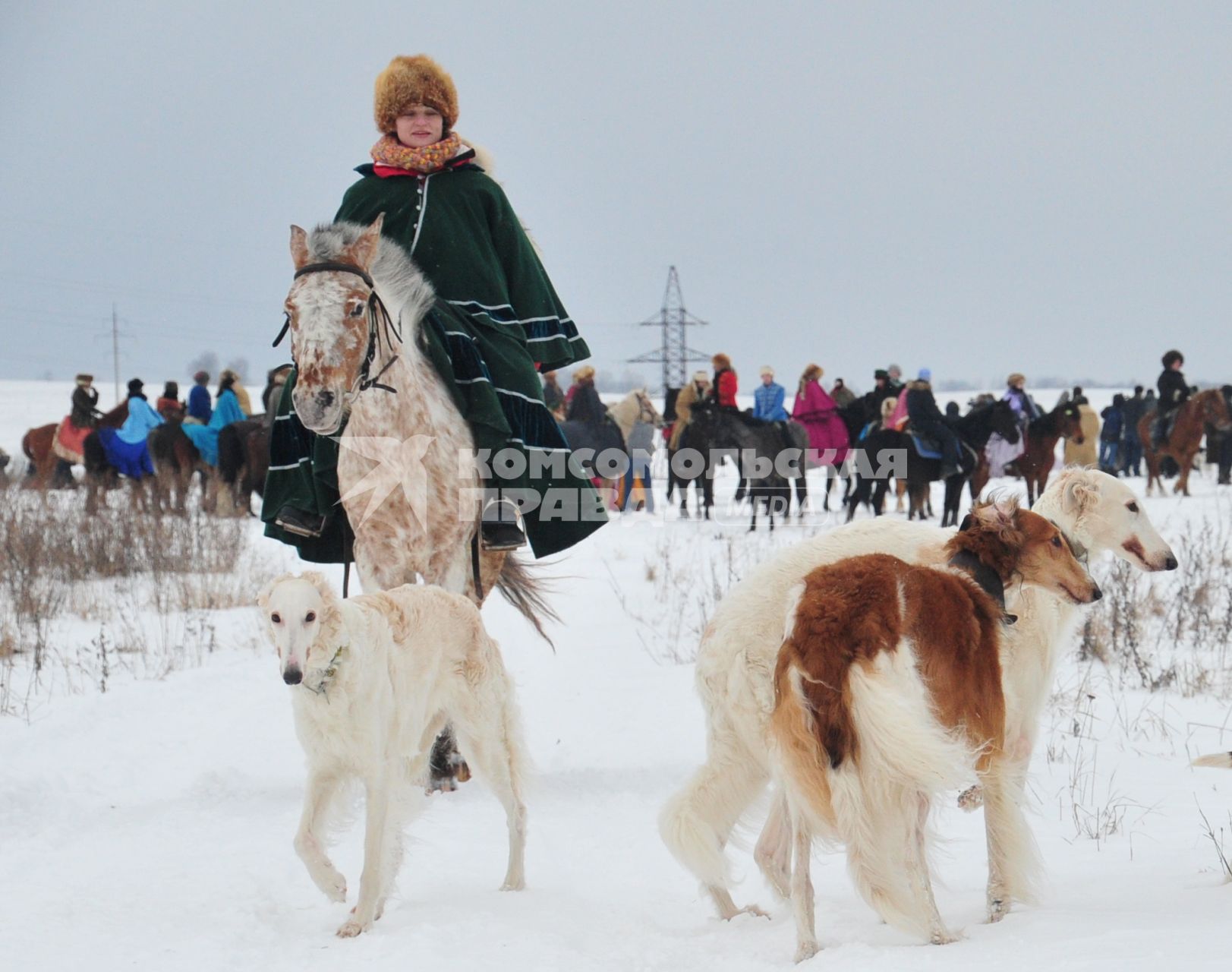 Реконструкция большой псовой охоты в Подмосковье. Можайск. 21 января 2012 года.