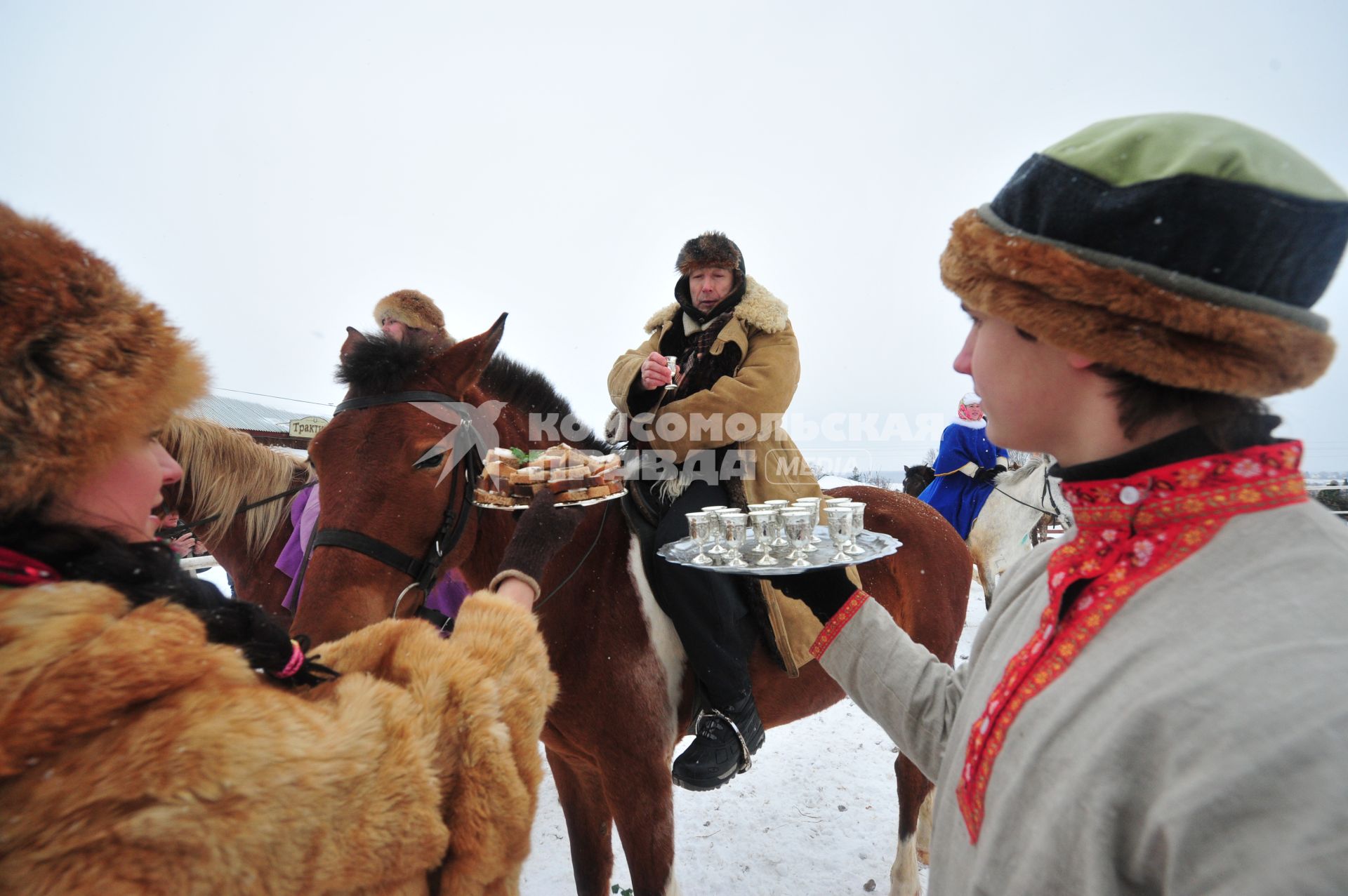 Реконструкция большой псовой охоты в Подмосковье. Можайск. 21 января 2012 года.